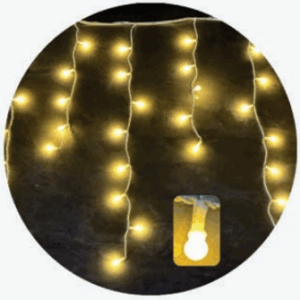CASCATA 208 LEDS WARM C/ BOLINHA - 8 FUNÇÕES - COM MEMORIA