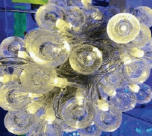Cordao 50 bolinhas transparentes warm fio transparente 8f Bivolt