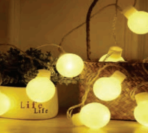 Cordão 20 bolas Leds warm.