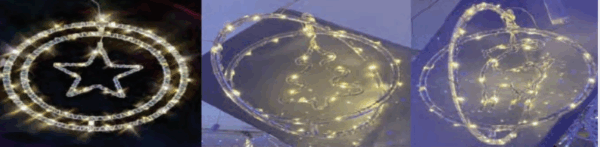 Argola dupla c/figuras Natalinas 80 Leds WARM sortido 33cm