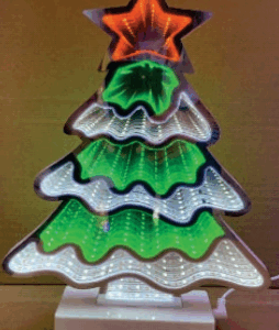 ÁRVORE 144 LEDs COM FUNDO INFINITO A PILHA E USB