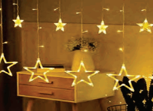 Cascata 138 LEDs WARM estrela na ponta 8f