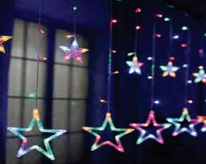 Cascata 138 LEDs coloridos estrela na ponta 8f