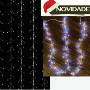 CORTINA 800 LEDS (400 WARM FIXO 400 BRANCO FUNÇÃO CACHOEIRA) BIVOLT
