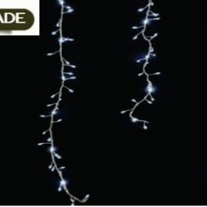 CASCATA FIO DE FADA PVC (300 LEDS BRANCO FIXO E 180 LEDs BRANCO FUNÇÃO CACHOEIRA) USO EXTERNO