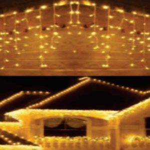 CASCATA 200 LEDS WARM FIO TRANSPARENTE FIXO TOMADA M/F- IP44
