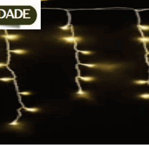CASCATA 200 LEDS (140 WARM FIXO E 60 FLASH BRANCO)CONECTOR M/F USO EXTERNO BIVOLT