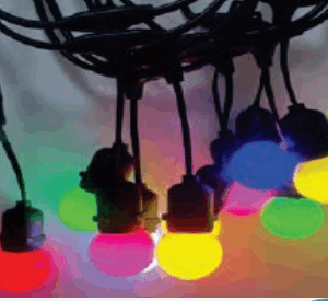 Cordão de Led c/ 10 bolinhas coloridas para festa,  tom M/F, uso externo IP44 - Bivolt