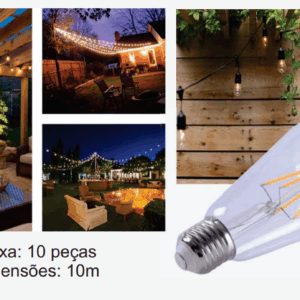 Cordao 10 lâmp. Leds modelo Filamento 10m
