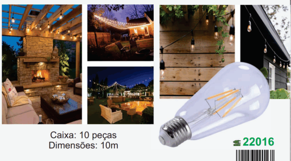 Cordao 10 lâmp. Leds modelo Filamento 10m