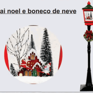 Poste Decorativo Natalino Papai noel e boneco de neve