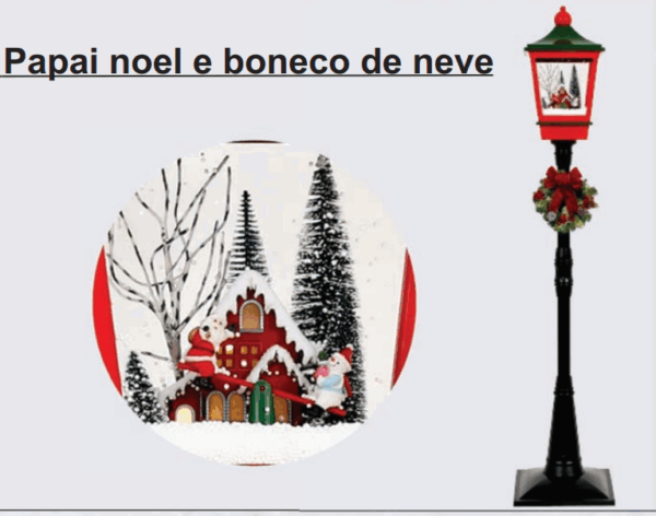 Poste Decorativo Natalino Papai noel e boneco de neve