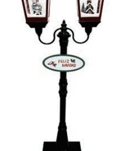 Poste Natalino duplo com familia e cidadezinha - 179cm
