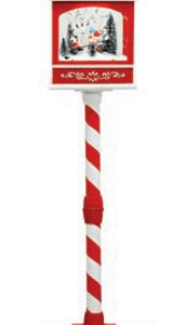 Poste Natalino vermelho e branco com papai noel e boneco de neve na Gangorra 124cm