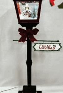 Poste Natalino preto "Feliz Natal" c/laço vermelho - 157cm