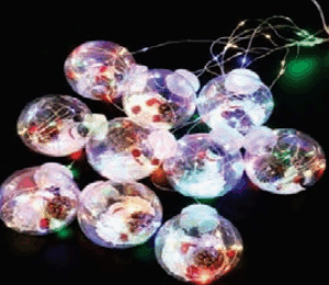 Cordão  8 bolas 8cm com 100 LEDs fio arame pisca bivolt