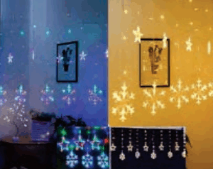 Cascata 260 LEDs fio de fada estrela e floco de neve na ponta 8 Funções