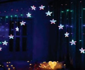Cascata 224 LEDs color com estrela na ponta