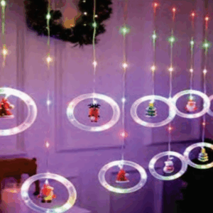 Cortina fio de fada PVC 130 leds color figuras natalinas
