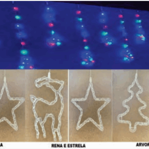 Cortina 130 leds color fio de fada PVC 8F Sortido