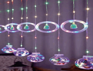 Cortina 135 leds Color 5 argolas e 5 bolas
