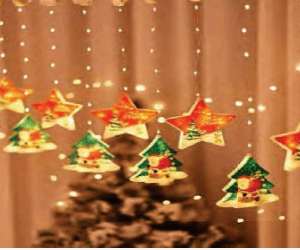Cascata fio de fada PVC 135 LEDs Coloridos figuras natalinas.