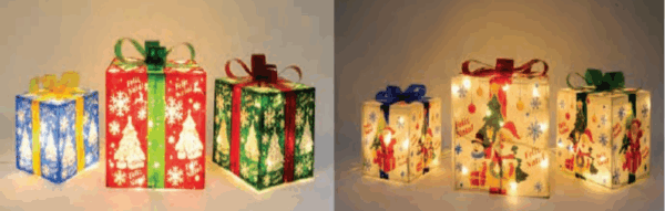 Caixa de Presente Feliz Natal 3 tamanhos Bivolt lateral 20cm