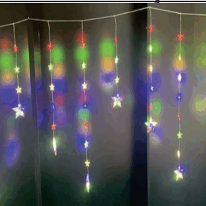 Cascata 128Leds colorido estrelinha fio de fada  - 8 funções - tom M/F