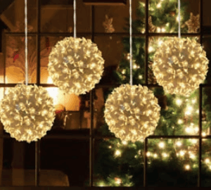 Conjunto 4 Bolas flor cerejeira - 200 leds Warm - 8 funções