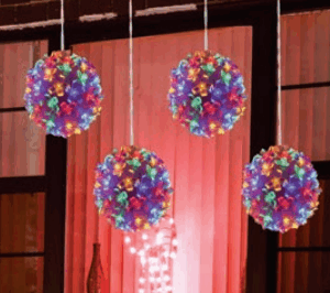 Conjunto 4 Bolas flor cerejeira - 200 leds colorido - 8 funções