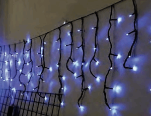 Cascata 350 LEDs br fio verde 8f com memória e tom m/mf  BIVOLT EXTERNO IP44