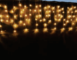 Cascata 350 LEDs warm fio verde 8f com memória e tom m/mf  BIVOLT EXTERNO IP44