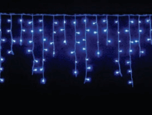 Cascata 350 LEDs azul fio branco 8f com memória e tom m/mf  BIVOLT EXTERNO IP44