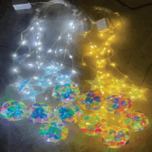 Cascata Fio De Fada 110 LEDs Estrelas E Bolas Bivolt