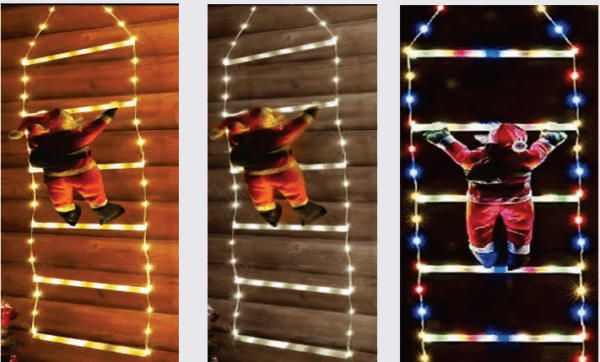 Papai noel na escada 162 Leds Sortido (Branco, Warm e colorido)