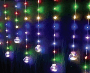 Cascata 108 LEDs COLORIDO BOLA na ponta 8f