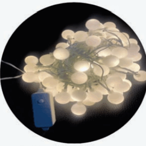 Cordão bolinhas 80 leds warm - fio branco - 8 funções - Bivolt