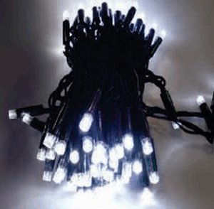 100 LEDs blindados br frio fio Ø2,2mm verde tom m/mf IP65