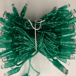 100 LEDs blindados verde fio verde transp Ø2,2mm tom m/mf IP65