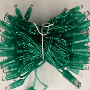 100 LEDs blindados verde fio verde transp Ø2,2mm c/ 16 flash br tom m/mf IP65