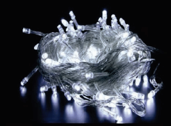 100 LEDs br 8f fio transp 10m