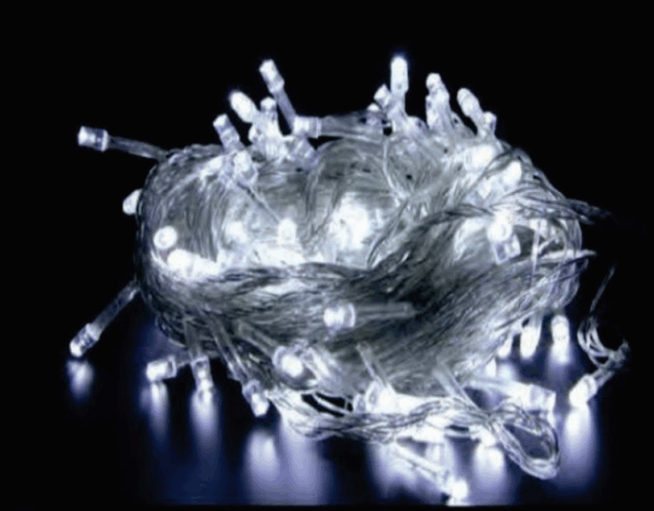 50 LEDs br fio transp. pisca