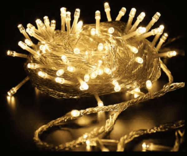 50 LEDs Warm fio transp. pisca