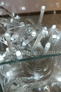 100 LEDs BR fio transp. Ø1,8mm tom m/mf externo IP44
