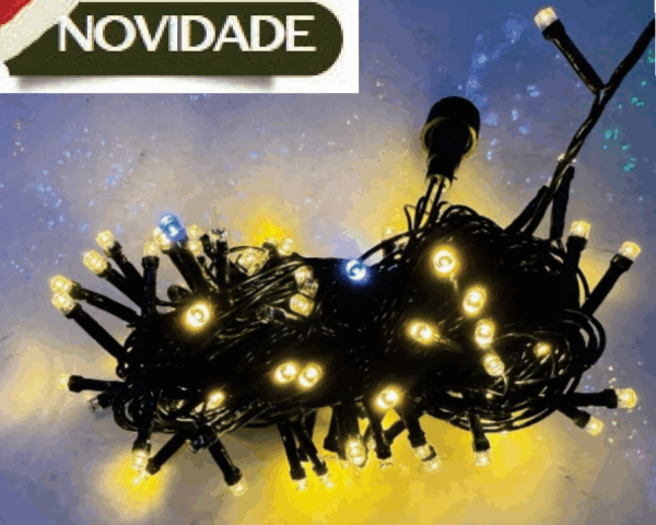 Cordão 100 leds  Warm c/20 strobinhos br - Uso Interno