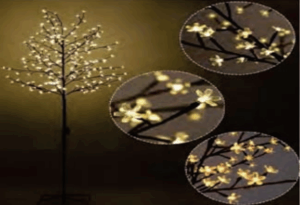 Árvore cerejeira c/160 LEDs WARM 8 funções Bivolt