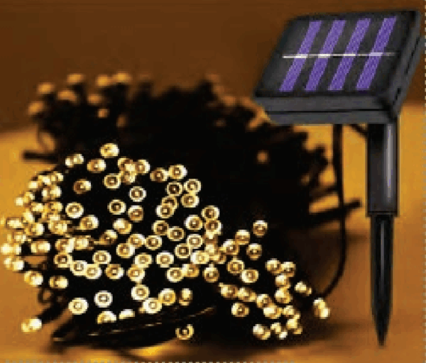 Cordão 100 Leds WARM solar