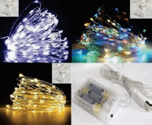 100 LEDS fio de fada pilha ou USB pisca sortidos