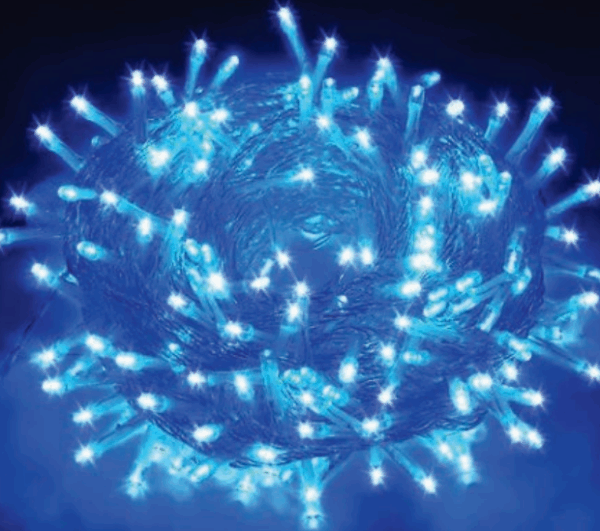 400 LEDs azuis 8f fio transp 30m