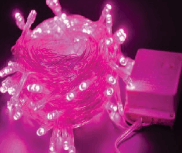 50 leds rosa  8f fio transparente 5m 110--220v
